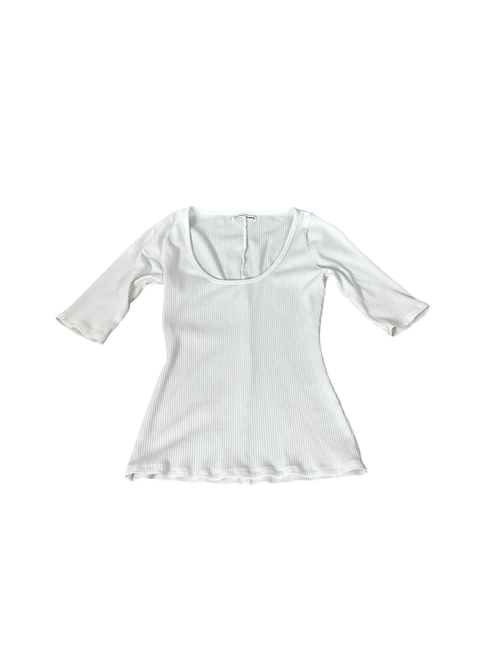 Reformation White Ribbed Scoop Neck Top Fitted Size Small Casual Clean Girl